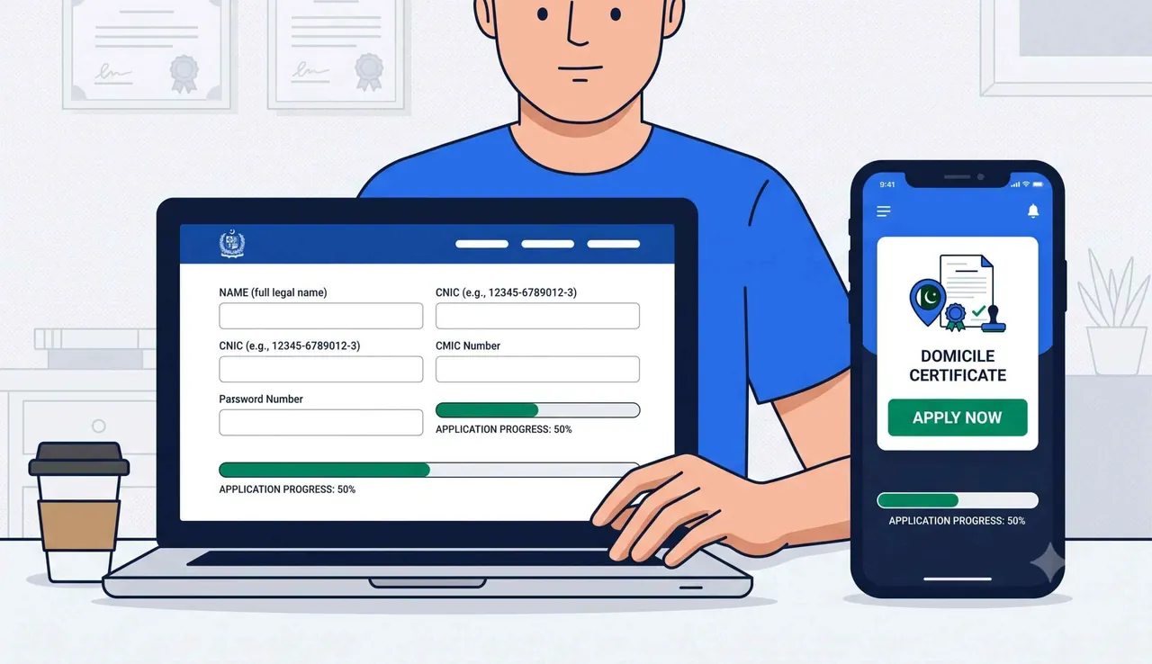 Applying for a domicile certificate online via portal and mobile app