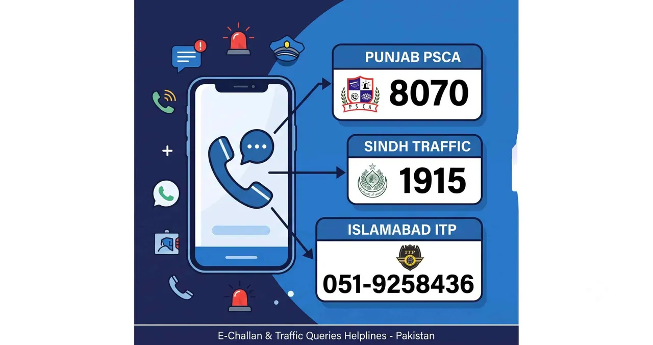 E challan helpline numbers for Punjab and Islamabad