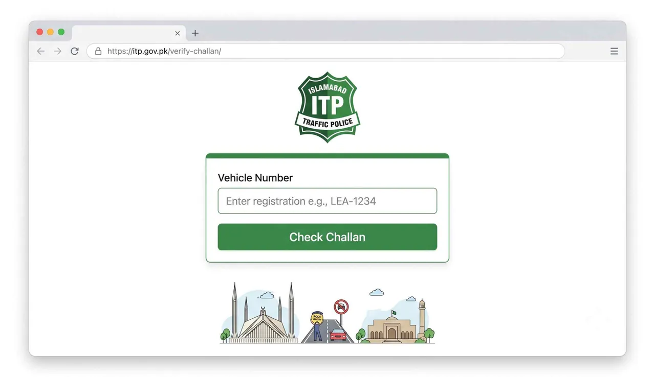 Islamabad ITP e challan online check portal