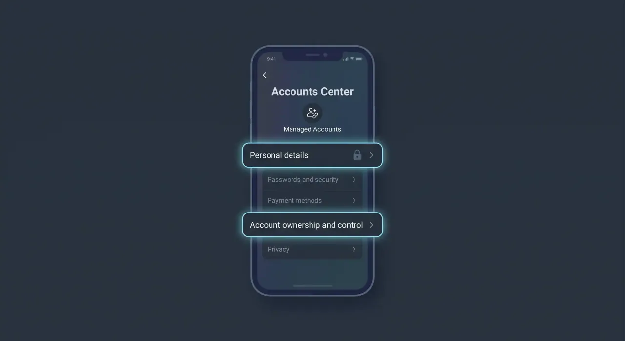 Navigating to Personal Details inside Instagram Meta Accounts Center