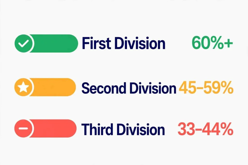 Pakistani board exam division system — 1st, 2nd, and 3rd division percentage ranges
