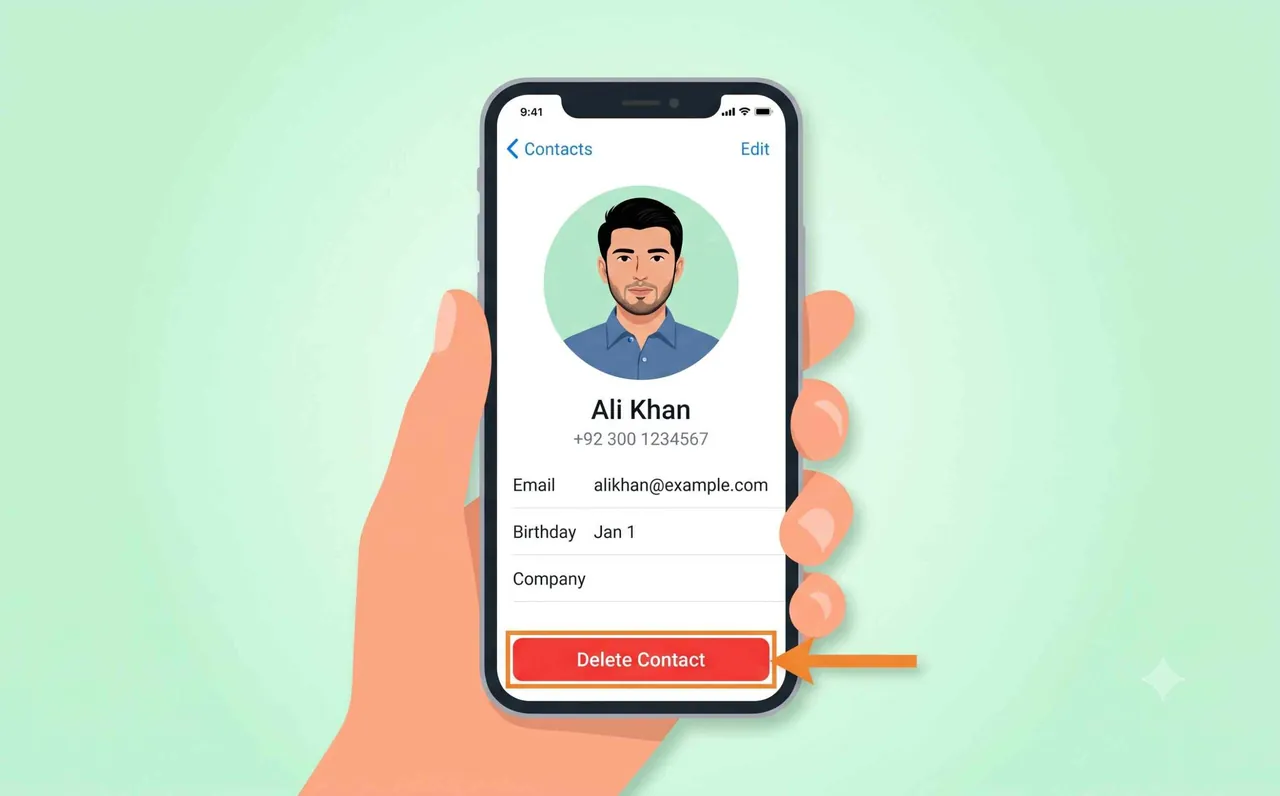 Tap delete contact button for Ali Khan