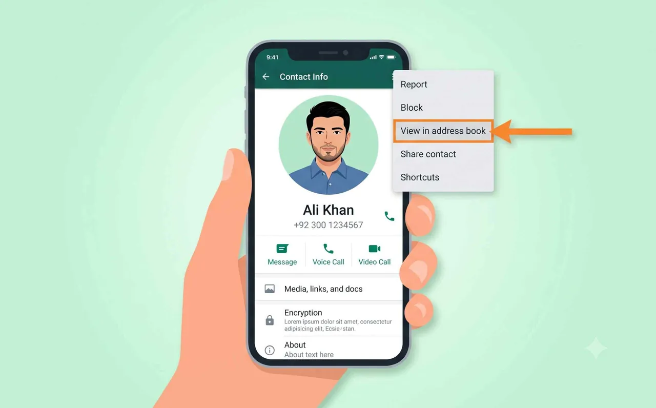 Select view in address book for Ali Khan
